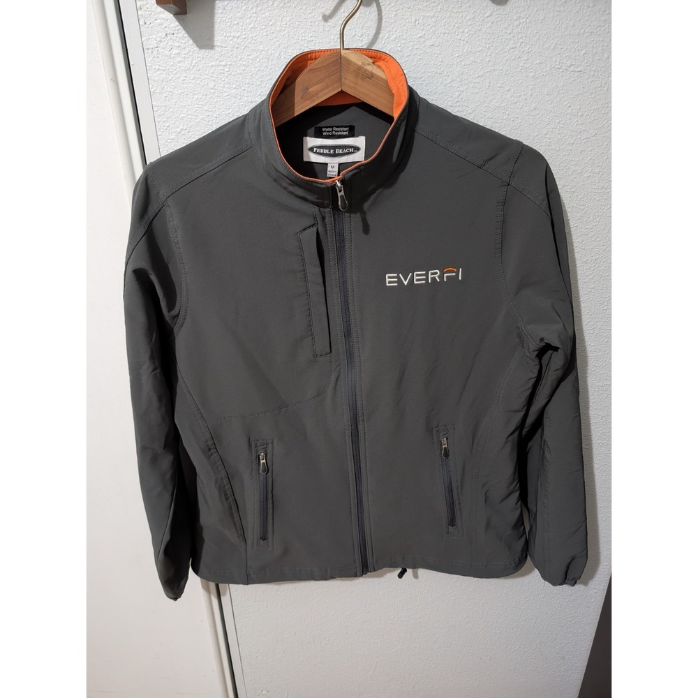 Pebble Beach Jacket Mens M Black Water Wind Resistant Zip Golf Preformance Prep